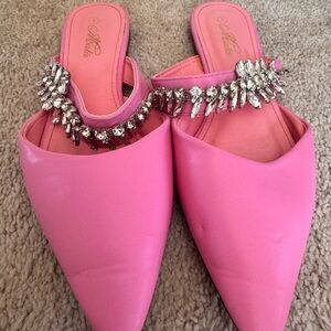 Pink Embellished Mules